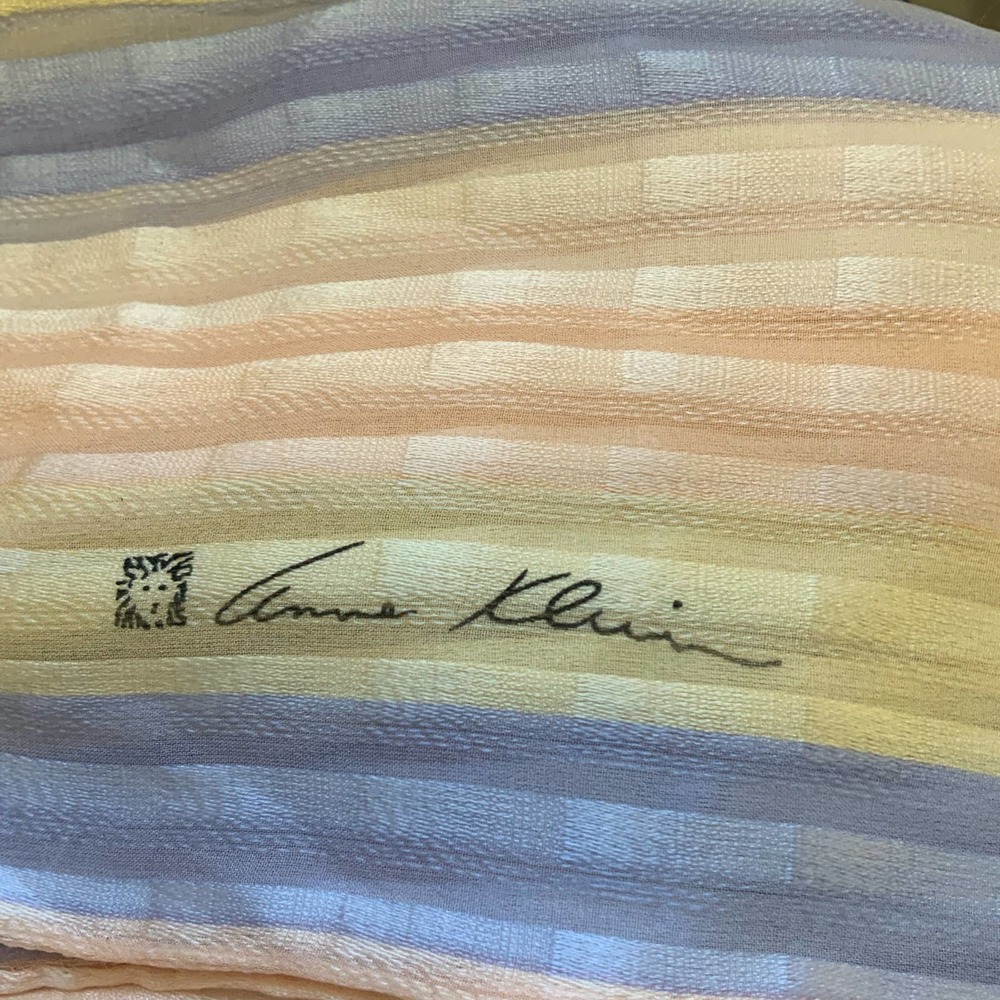 Vintage Anne Klein Scarf Purple Pink Cream 15" x 59"